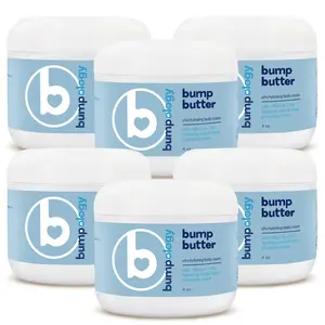 Bumpology Bump Butter 6 Pack | 2-in-1 Shea, Mango, & Cocoa Butter Stretch Mark Hydrating Body Cream | Sunflower, Coconut & Argan Elasticizing Oils | Made in USA