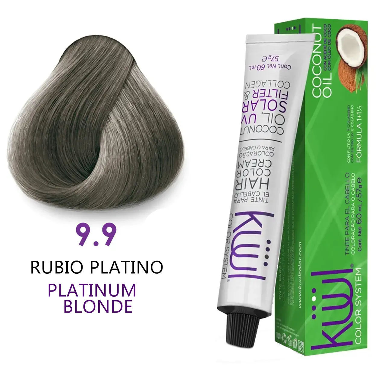 Kuul Color System [ 9.9 ] Rubio Platino | Platinum Blonde | Tinte Para El Cabello | Permanent Hair Dye | 3.04 fl oz / 90 ml
