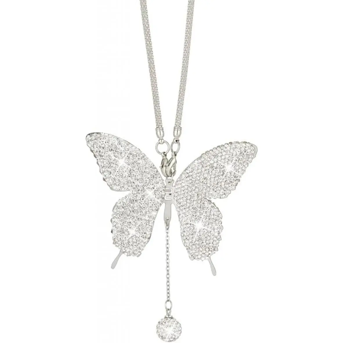 Women's Silver Bling Butterfly Crystal Car Interior Hanging Ornament - Rear View Mirror Charm, Girly Diamond Accent, Elegant Decor, Perfect Gift for Women for Valentine's Day, Birthday, Thanksgiving, Mother's Day, Gifts For Women