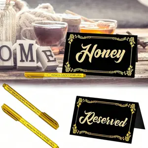 Table Cards Set with Pen, Floral Decorated Seat Name Tags, DIY Wedding Banquet Party Supplies, Foldable Table Markers