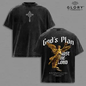 God’s Plan Trust The Lord Vintage Washed Oversized T-Shirt, Heavy Cotton Christian Faith Graphic Tee, Biblical Scripture Streetwear Shirt, Unisex Religious Apparel Gift for Believers Men Women