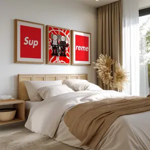 Hypebeast Kaws Posters Set of 3 Red Wall Art Poster Prints A4 A3 A2