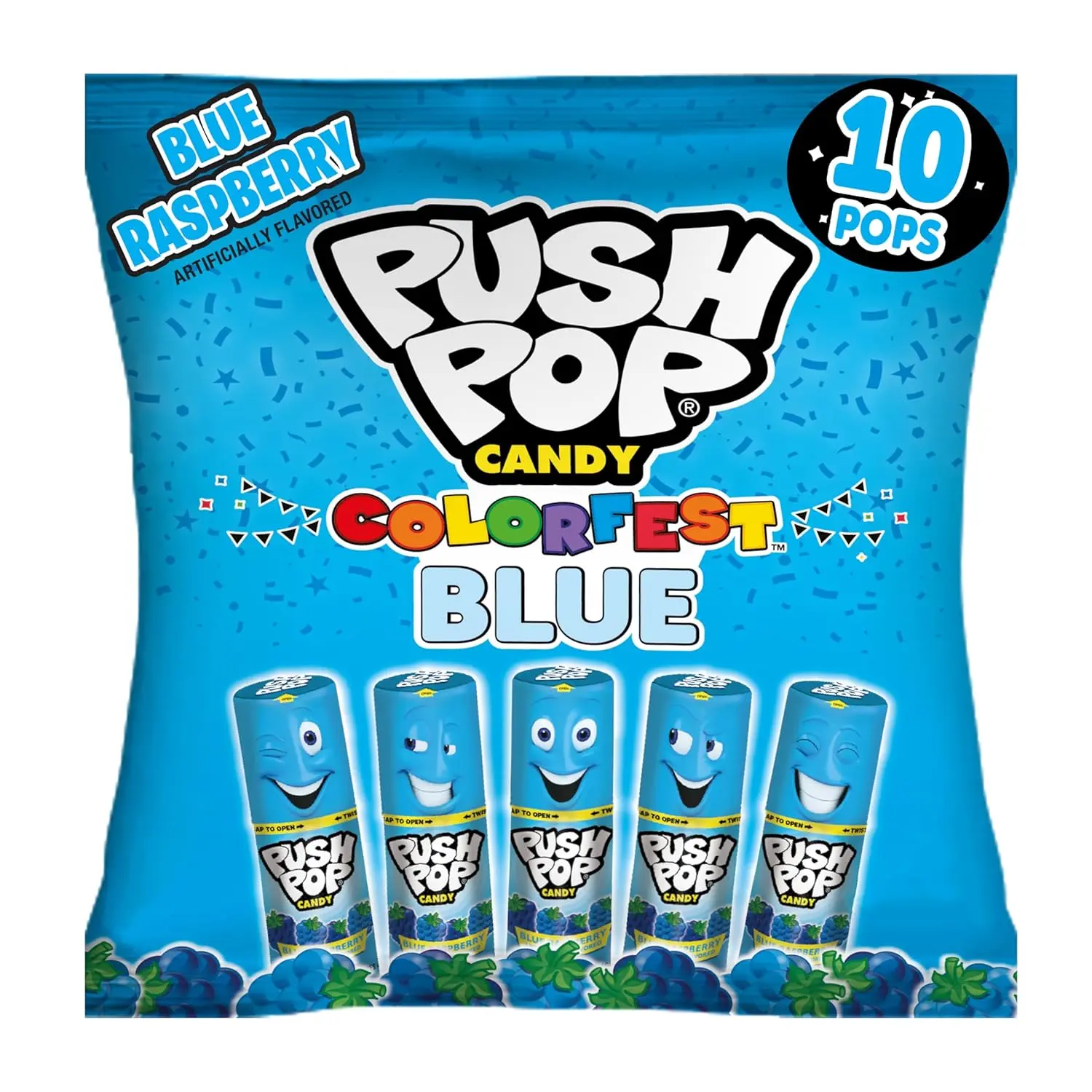 Blue Raspberry Hard Candy Lollipops - 10 Ct Bulk Bag, Individually Wrapped Shelf-Stable Easter Candy Gifts, Children's Easter Basket Stuffers, Festive Decorations Party Treats, Individually Wrapped Lollipops