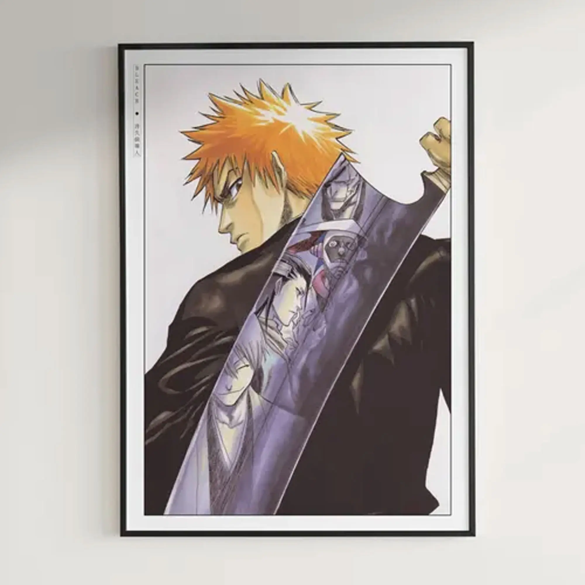 Ichigo Sword Reflection Poster, Bleach Anime Art Print, Soul Reaper Manga Decor