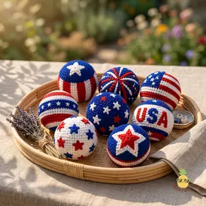 Handmade Crochet Hacky Sack Footbag Set - USA Style Knitted Kick Balls for Kids, Ideal for Playground, Travel, Outdoor Play Game, Stress Ball (Random Colors)