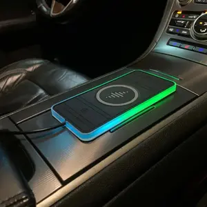 15W Wireless Charging Pad for Car, Silicone Non Slip Charging Pad, RGB Light Car Phone Charger, Fast Charging Station for iPhone 15 14 13 12 Samsung, Wireless Mobile Charger