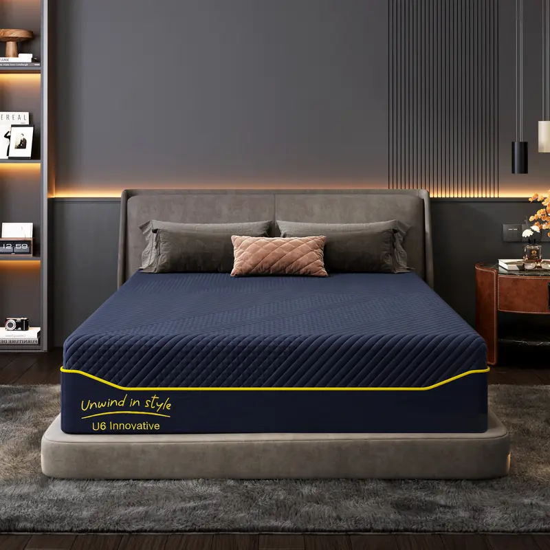 Dland Gel-Infused Memory Foam Mattress – Cooling, Washable Cover, Bed in a Box, Pressure Relief, Motion Isolation – 10/12/14 Inch, King/Queen/Full/Twin (Navy Blue) #TikTokShopStockUp