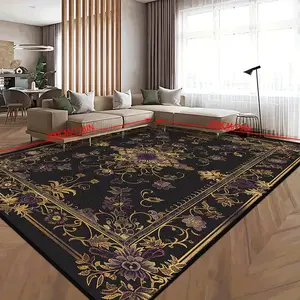 Vintage Persian Style Large Carpet, Faux Wool Print Boho Persian Rug, Easy Clean Indoor Outdoor Mat, Home Decor, Precision Edged, Elegant Design