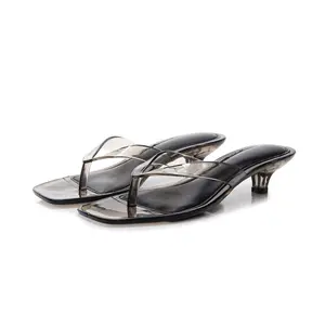 Women's Jelly PVC Kitten Heel Flip Flops - Versatile 6 Shades for Beach & Night Out