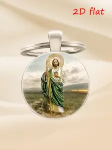 1pc Jesus Time Gem Keychain, Key Chain Decorations, an ideal gift for friends and family. A durable keychain, a perfect accessory for your bag.