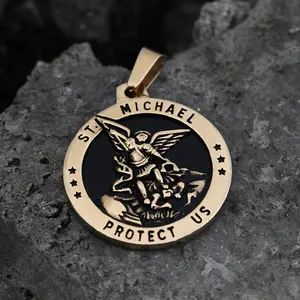 GTHIC St. Michael Protect Us Stainless Steel Pendant Archangel Accessories for Daily Wear Gift