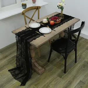 Rose Design Lace Table Runner, 1 Count Vintage Style Decorative Long Table Runner, Table Decoration Supplies for Home Kitchen Dining Room