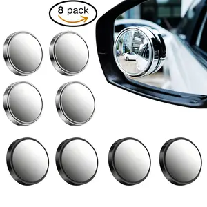 8 Pcs Blind Spot Mirrors for Car, 2.16" Round HD Convex Mirror, 360° Wide Angle Side View Mirror with ABS Housing for a wide range of models (black, silver)