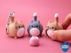 Clicking Cat Toy - Classic Novelty Stress Relief Toy with Pressable Stomach Activation Feature