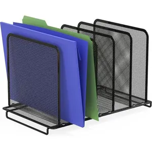 5 Section Expandable Upright File Sorter Organizer, Black