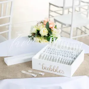 Bulk Heart Bubble Bottles with White Bubble Bottle Tray Wedding Favor Kit - 147 Pc.