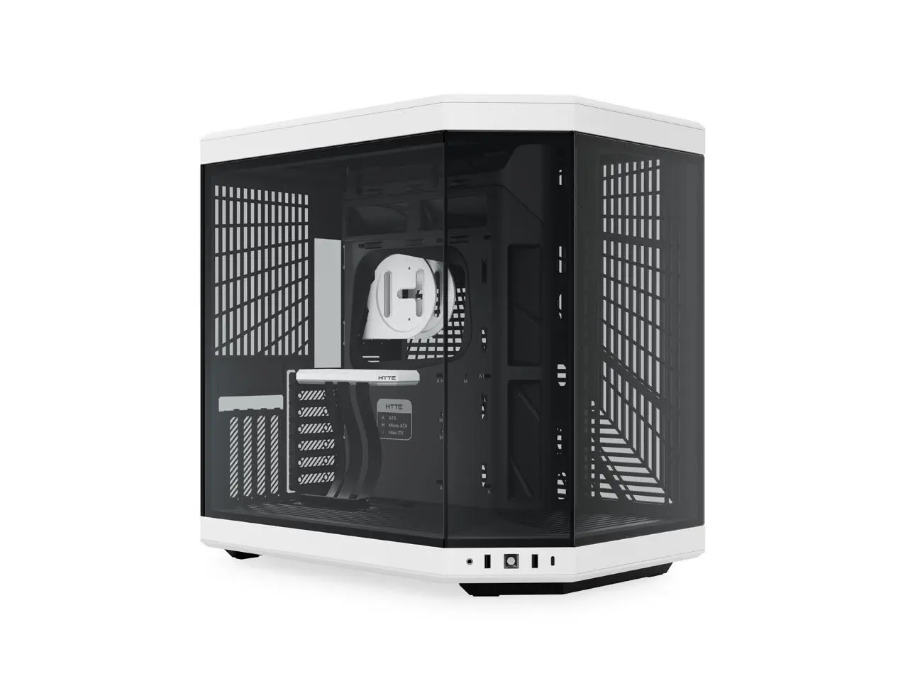 HYTE Y70 CS-HYTE-Y70-BW Dual Chamber Mid-Tower ATX Case with PCIe 4.0 Express Riser Cable Included, White/Black