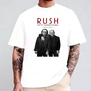 Rush Fifty Something Tour 2026 Portrait Comfort Color Letter Printed Tee Ring-Spun Cotton Soft-Washed T-Shirt Trendy Tops Perfect Gift