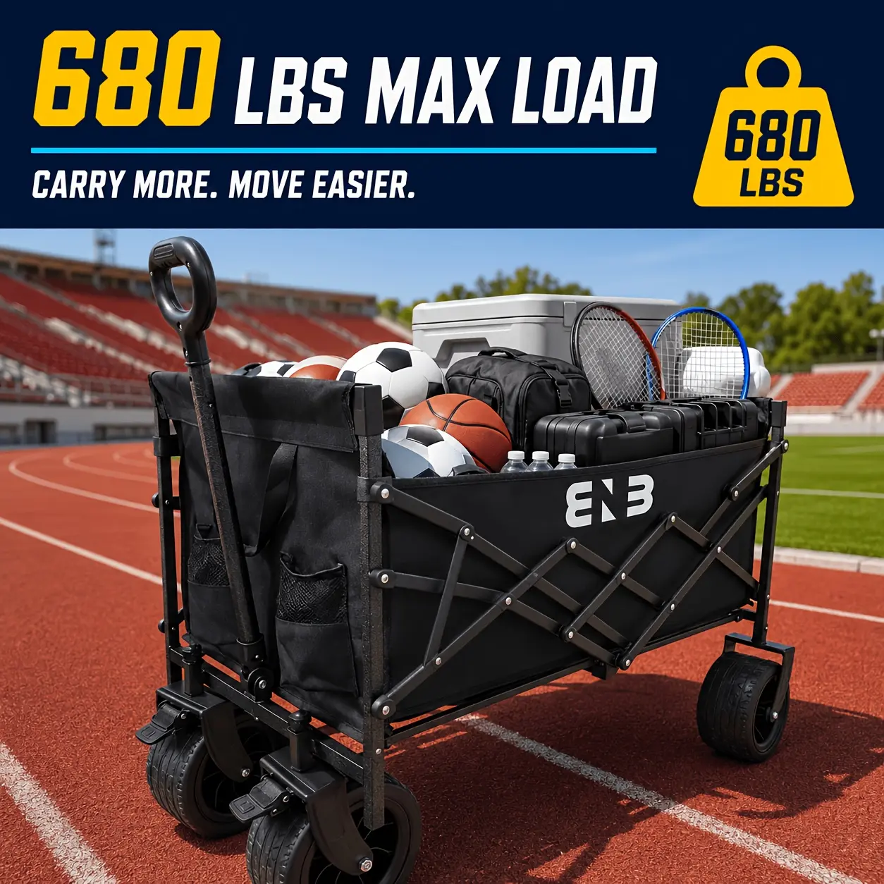 Heavy-duty foldable truck bed platform, a large-capacity multifunctional vehicle featuring a reinforced steel frame, 600D Oxford fabric, all-terrain wheels, and adjustable handles—a foldable equipment carrier suitable for outdoor training, field activitie