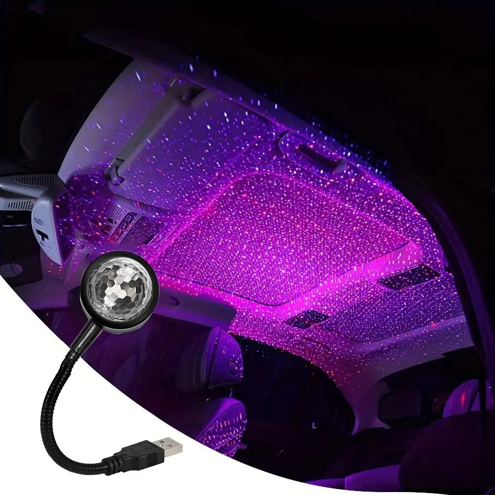 vehicle LED Starry Sky Night Light, USB Powered Galaxy Star Projector, Lamp for Car Roof, Room, Ceiling Decor, Plug and Play