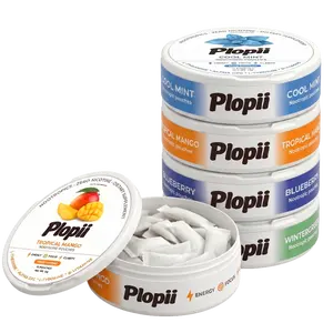 Plopii Caffeine Focus & Energy Nootropic Pouches | Alpha GPC, L-Theanine, L-Tyrosine, Ginseng, Vitamin B6 + B12 | No Jitters, No Crash | Nicotine-Free (4-Pack)