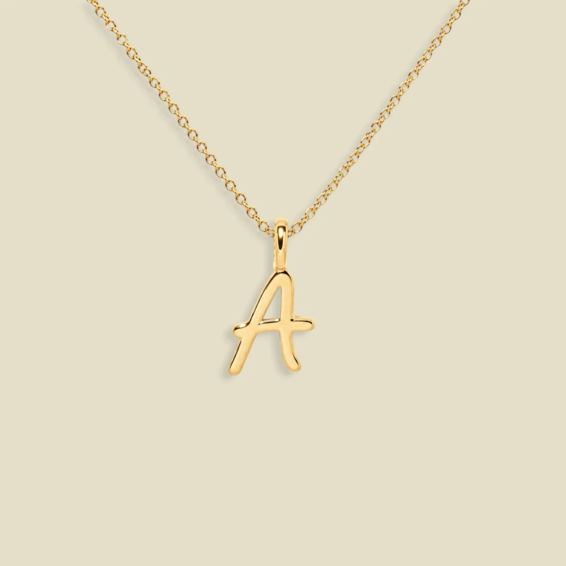 Script Initial Charm Necklace