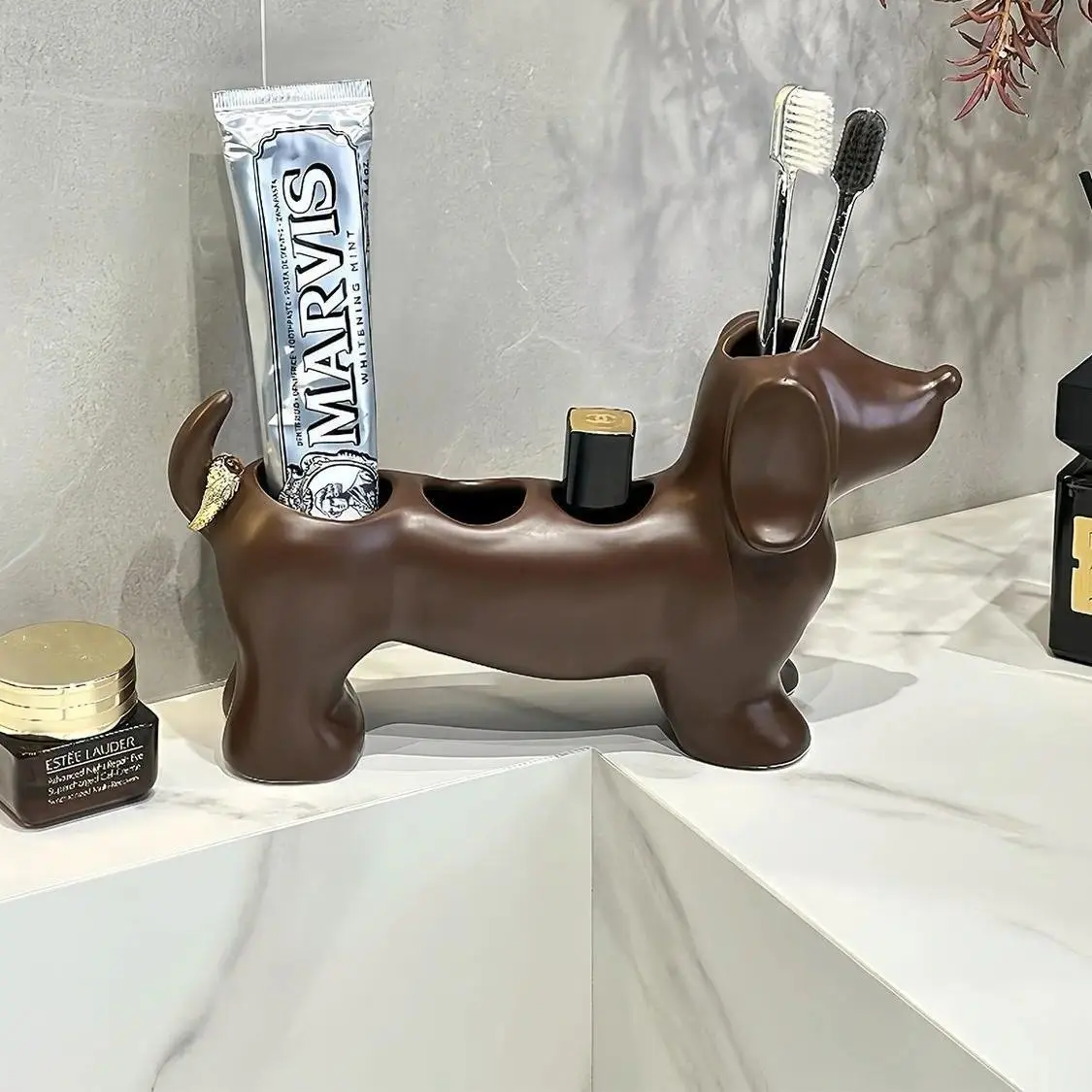 Creative Toothbrush Holder Stand, High-Quality Sausage Dog Design, Home Use Organizer for Toothpaste & Brushes, Toothbrush Storage, Toothbrush Holder Organizers, Toothbrush Holders for Bathrooms