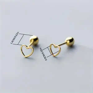 Fashion Hollow Heart Shaped Alloy Stud Earrings For Men Durable Casual Style Stylish