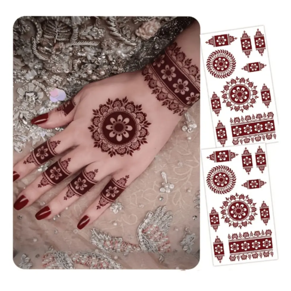 2 Pcs Floral Lace Pattern Sexy Body Art Temporary Tattoo Stickers, Suitable for Hands, Arms, Back, Perfect for Parties, Daily Wear, Sticker Tattoos, Fake Tattoos