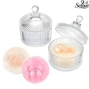 Loose powder container and body puff set: includes 2 loose powder puffs measuring 3.54 inches each and 1 loose powder container measuring 5.3 × 3.9 inches; loose powder for women, suitable for body puffs.