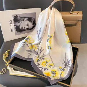 Spring and Summer Printed Small Scarf Korean Version Imitation Silk High-end Hairband Headscarf Fashion Decorative Retro Scarf