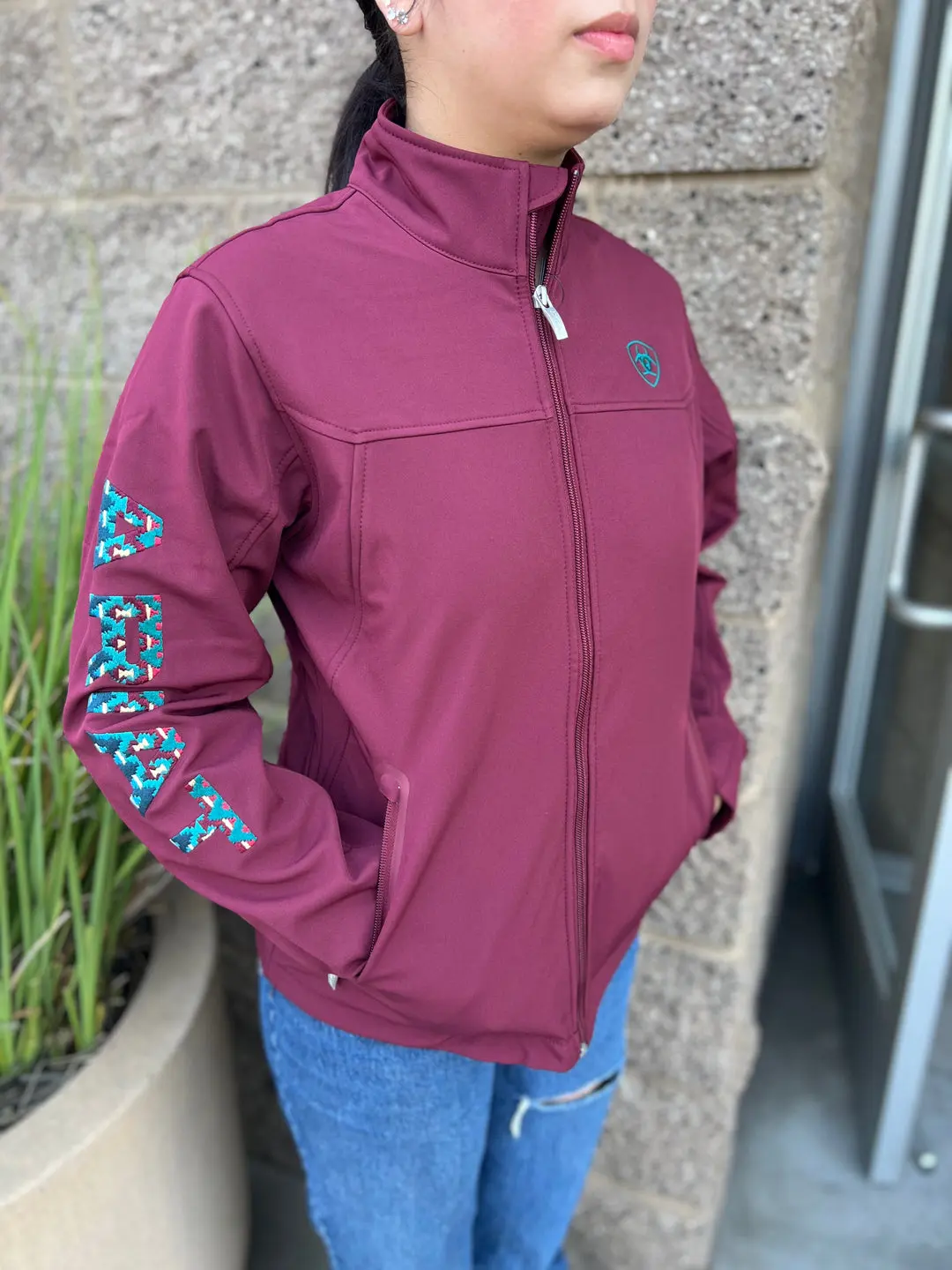 ARIAT WOMEN TAWNY PORT/BAJA SOFT-SHELL JACKET (DARK RED)