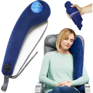 -in- Travel  Support &  Pillow - Airplane Pillow for Long Flight Comfort, Travel Essentials, Sleeping Accessories, Memory , Headrest Support Seat for  (Blue)