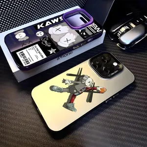 Fashion Cool K-Kaws Luxury Phone Case Accessories for iPhone 17 16 15 14 13 12 Pro Max Air | Multicolor Matte Laser Metallic Phone Case | Aurora Gradient Finish with Smooth Matte Texture | Durable Scratch-Resistant Anti-Fingerprint Protective Cover