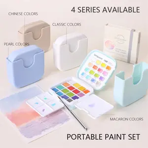 16 Colors Languo Solid Watercolor Paint Set, Portable Storage Bag, Painting Brush Palette Box, Watercolor Pigment Set, Art Supplies, Art Materials