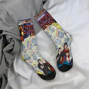 Stranger Things character poster mid-calf socks, casual, soft, comfortable, a must-have for autumn and winter.