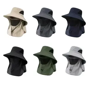 UPF50+ Sun Hat with Neck Flap for Men & Women – Wide Brim Breathable Bucket Hat, Lightweight Quick Dry Fishing Hiking Beach Hat, Foldable UV Protection Safari Hat for Outdoor Travel Camping
