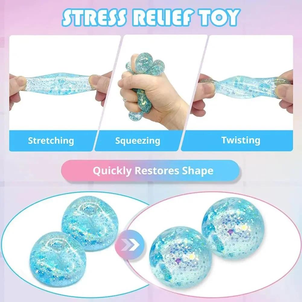 Colorful Glitter Sugar Stress Ball - Super Soft Squishies Toy, Fidget Box & Finger Squeeze Anxiety Support Stress Relief Toy, Portable Desk Squishy for Relaxation and Focus, Squishies Toys, Fidget Box Stress Relief Toys, Finger Squeeze Stress Relief Toys