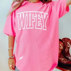Wifey Wife Shirt - 100% Cotton 2-Way Stretch Casual Style, Relaxed Fit, Machine Washable, Medium, Relaxed Fit, Comfortable Design - Breathable