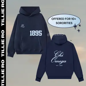 Sorority Varsity Number Hoodie, Navy Sorority Hoodie, Aesthetic Greek Hooded Pullover, Trendy Greek Licensed Sorority Hoodie