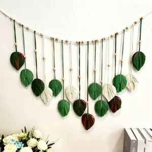 Bohemian-Style Woven Leaf Wall Hanging Modern Tapestry for Living Room Bedroom Decor Handcrafted Ornament Home Decor Boy's & Girl's Room Accessories