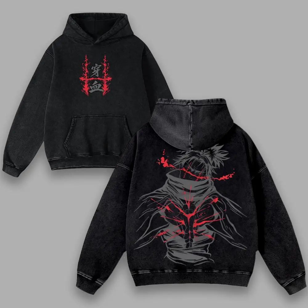 Choso Blood Manipulation JJk Jujutsu Kaisen Anime Manga 2 sided Washed T-shirt Hoodie Streetwear t-shirts Menswear Top Soft