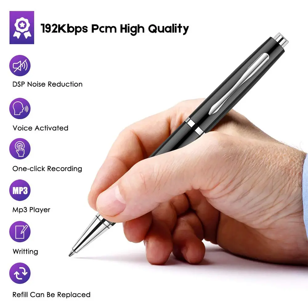 Voice Recorder Pen – Professional Audio Voice-Activated, USB Flash Drive, Refillable,Metal Body, Compact & Durable – Voice Changer, Micro SD Card Portable Smart Digital Device for Work & Study Only Recording Writing High Fidelity sound quality tiktokshops