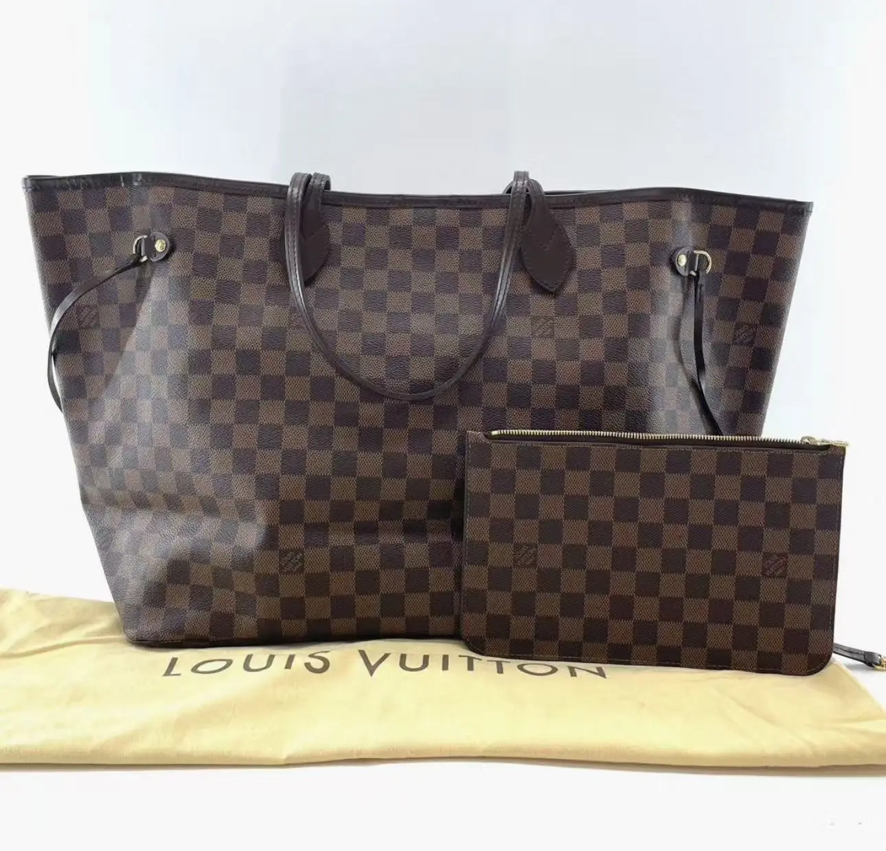 Pre-owned Louis Vuitton leather Tote Bags Neverfull Top Handle Tote Bag Large Capacity, Includes Mini Bag