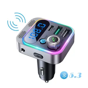 Multifunctional Bluetooth Adapter for Car, MP3 Music Player, Car charger with Type C and dual USB ports,with Ambient Light & Hands-free Phone Calling, Car Accessories, Electronics Audio Accessories