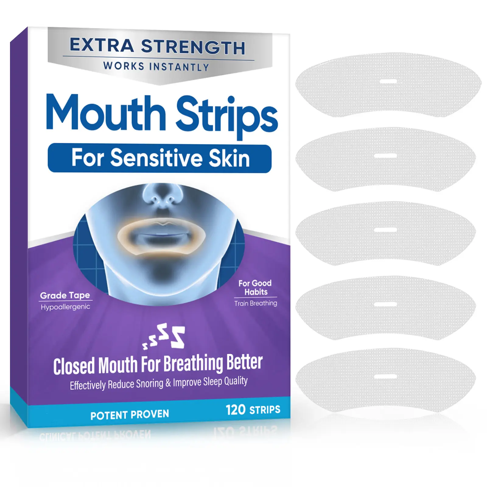 Anti-Snoring Mouth Tape for Adults - Mouth Strips, Lip & Nose Breathing Patches, Nighttime Use Sleep Stickers, Improves Lip Shape, Easy to Apply and Remove, Comfortable & Gentle, Lips, Improve Lip Shape