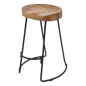 24" Wooden Saddle Seat Counter Height Barstool Camel - The Urban Port