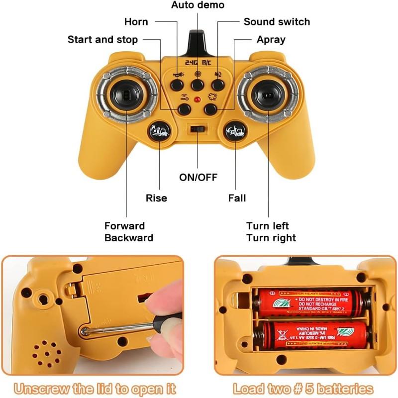 Remote Control Forklift 11 Channel Rc Forklift Cranes Construction Toys, w/Boxes/Sound and Light Spray, Two Rechargeable Batteries, Kids Forklift Toy Christmas & Birthday Gifts