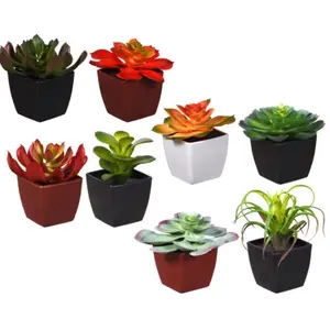 Assorted Faux Succulent Artificial Potted Plants Fake Cactus Aloe, Realistic Looking Decor Decorative Fruit Set Ornaments