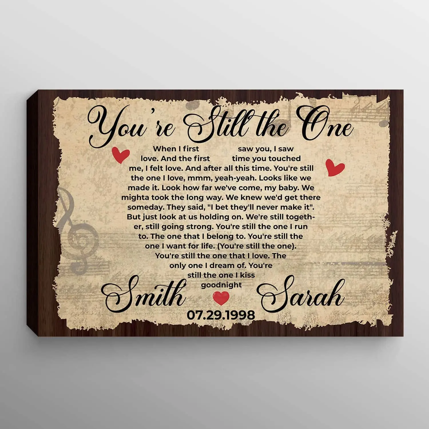 CubeBik Personalized Vintage Song Lyrics Canvas - Custom Name Anniversary Wedding Gift Home Decor Wall Art - Poster